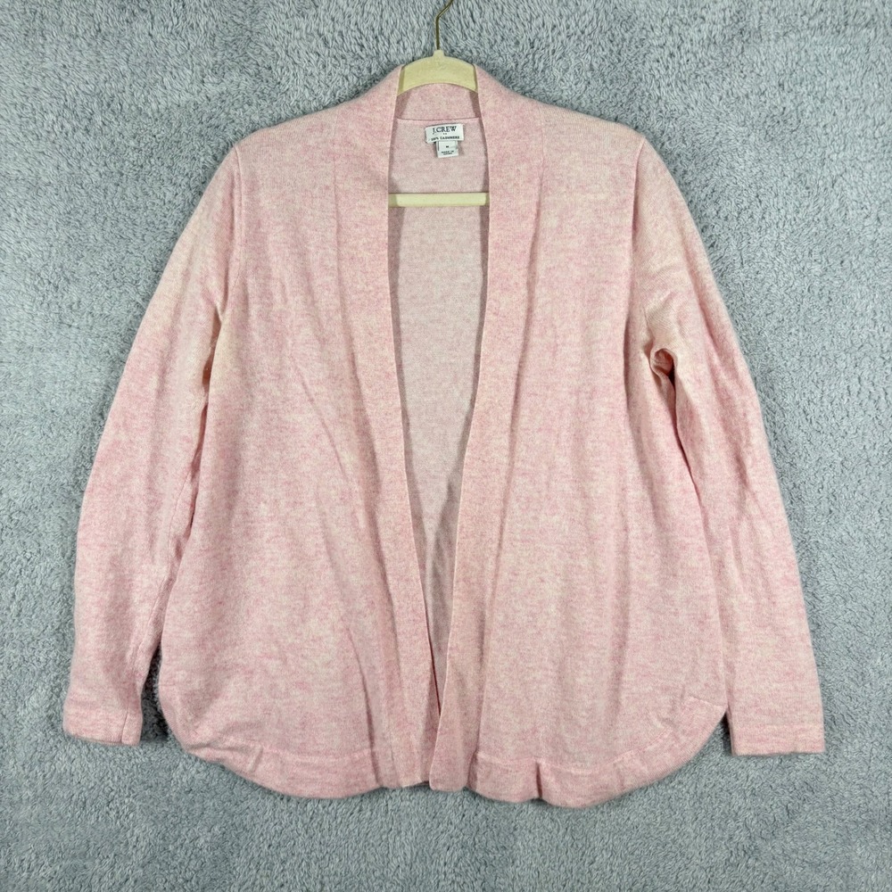 J. Crew 100% Cashmere Open Front Sweater Cardigan Size M‎ Heather Pink